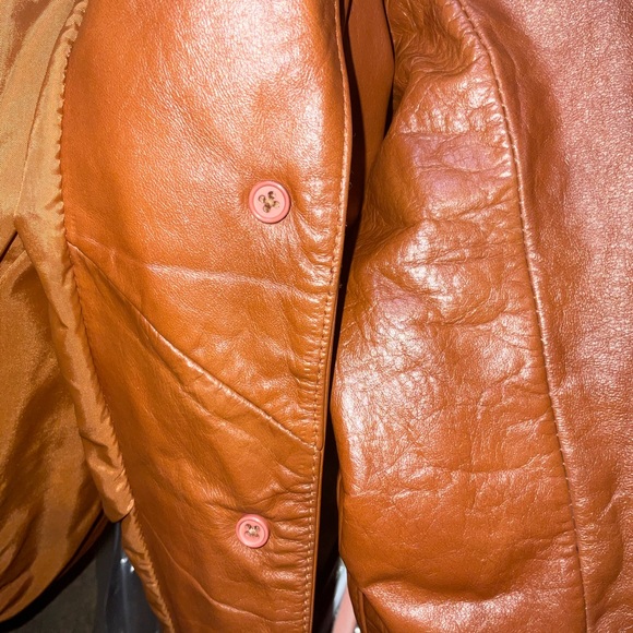 VINTAGE | 70s Wilson's Leather caramel single breasted blazer jacket - Picture 10 of 15